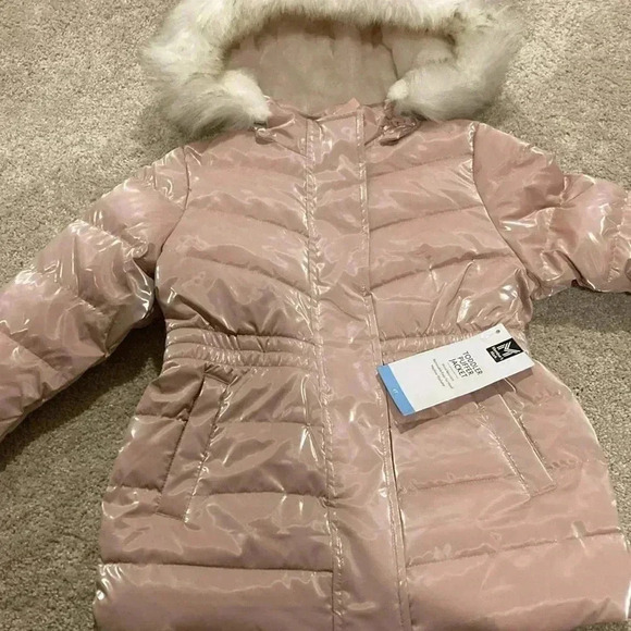 New Members Mark Toddler Sz. 4T Puffer Jacket Pink Removable Faux Fur Hood NWT - Picture 12 of 12